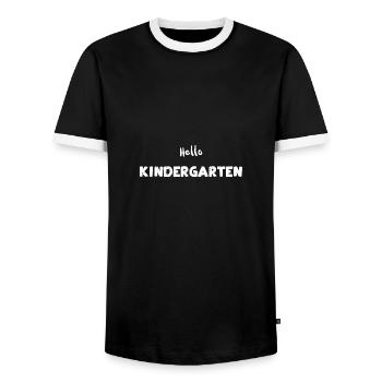 Hello Kindergarten - Kindergarten - Men's Ringer Shirt - black/white - Front - AI Model Female 172 light (172cm) & AI Model Male 178 light (178cm)