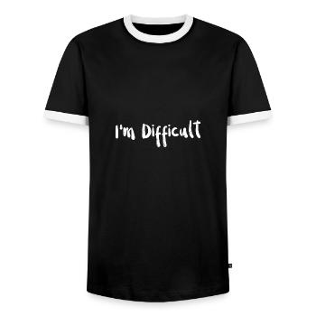I'm Difficult - Skiing - Men's Ringer Shirt - black/white - Front - AI Model Female 172 light (172cm) & AI Model Male 178 light (178cm)