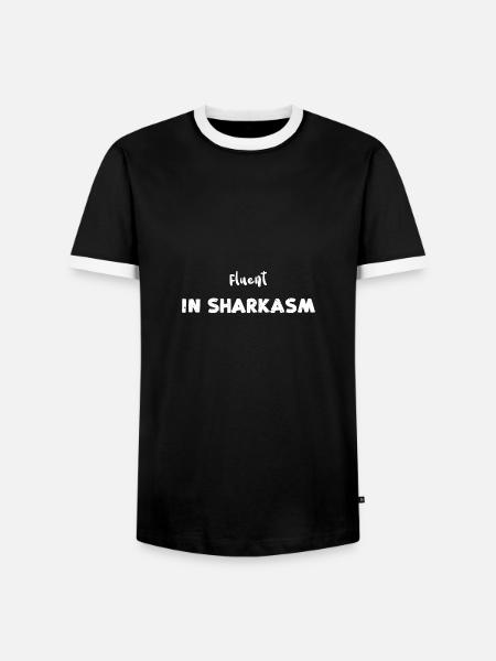 Vloeiend in Sharkasm - Koraal - Mannen contrastshirt - zwart/wit