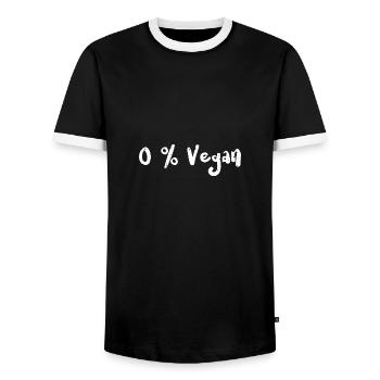 0 % Vegan - BBQ - Men's Ringer Shirt - black/white - Front - AI Model Female 172 light (172cm) & AI Model Male 178 light (178cm)