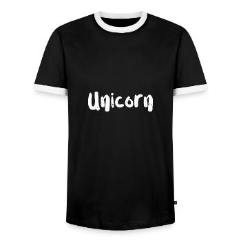 Unicorn - Space - Men's Ringer Shirt - black/white - Front - AI Model Female 172 light (172cm) & AI Model Male 178 light (178cm)