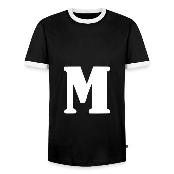 M - Männer Kontrast-T-Shirt - Schwarz/Weiß - Vorne - AI Model Female 172 light (172cm) & AI Model Male 178 light (178cm)