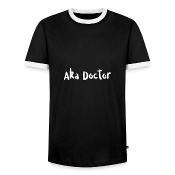 Aka Doctor - Doctor - T-shirt contrasté Homme - noir/blanc - Devant - AI Model Female 172 light (172cm) & AI Model Male 178 light (178cm)