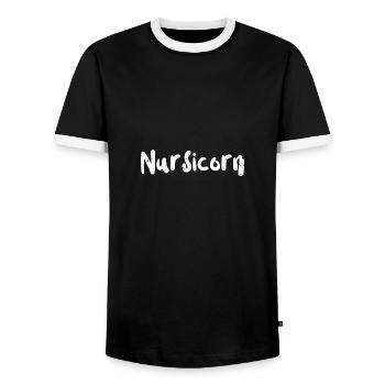 Nursicorn - Infirmière - T-shirt contrasté Homme - noir/blanc - Devant - AI Model Female 172 light (172cm) & AI Model Male 178 light (178cm)