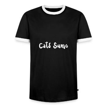 Cats Sumo - Combat Sports - Men's Ringer Shirt - black/white - Front - AI Model Female 172 light (172cm) & AI Model Male 178 light (178cm)