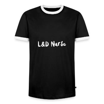 Infirmière L&D - Infirmière - T-shirt contrasté Homme - noir/blanc - Devant - AI Model Female 172 light (172cm) & AI Model Male 178 light (178cm)
