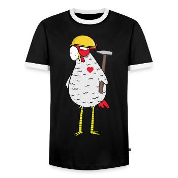 Handwerker Huhn Hammer Herz Baustelle Berufe Job - Männer Kontrast-T-Shirt - Schwarz/Weiß - Vorne - AI Model Female 172 light (172cm) & AI Model Male 178 light (178cm)