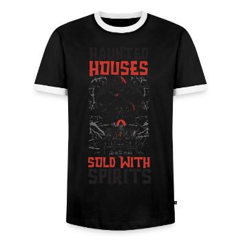 Maisons hantées vendues avec Ghosts Realtor Hello - T-shirt contrasté Homme - noir/blanc - Devant - AI Model Female 172 light (172cm) & AI Model Male 178 light (178cm)
