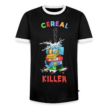 Sarkusm Saying Black Humor Funny Irony - Men's Ringer Shirt - black/white - Front - AI Model Female 172 light (172cm) & AI Model Male 178 light (178cm)