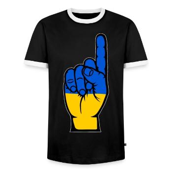 Ukraine Flag Number 1 - Men's Ringer Shirt - black/white - Front - AI Model Female 172 light (172cm) & AI Model Male 178 light (178cm)