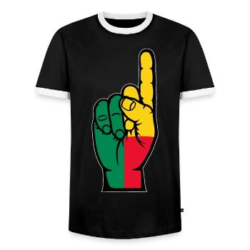 Drapeau du Bénin numéro 1 - T-shirt contrasté Homme - noir/blanc - Devant - AI Model Female 172 light (172cm) & AI Model Male 178 light (178cm)