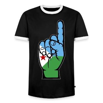 Dschibuti Flagge Nummer 1 - Männer Kontrast-T-Shirt - Schwarz/Weiß - Vorne - AI Model Female 172 light (172cm) & AI Model Male 178 light (178cm)