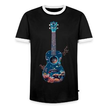 Poisson Ukulélé - T-shirt contrasté Homme - noir/blanc - Devant - AI Model Female 172 light (172cm) & AI Model Male 178 light (178cm)