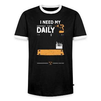 I Need My Garage Time Daily - Männer Kontrast-T-Shirt - Schwarz/Weiß - Vorne - AI Model Female 172 light (172cm) & AI Model Male 178 light (178cm)