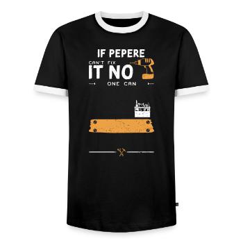 If Pepere Can't Fix It No One Can - Männer Kontrast-T-Shirt - Schwarz/Weiß - Vorne - AI Model Female 172 light (172cm) & AI Model Male 178 light (178cm)