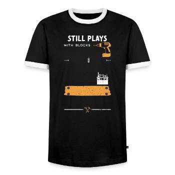 Still Plays With Blocks - Handyman - Männer Kontrast-T-Shirt - Schwarz/Weiß - Vorne - AI Model Female 172 light (172cm) & AI Model Male 178 light (178cm)