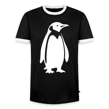 Cool Penguin Silhouette Minimalist Design - Men's Ringer Shirt - black/white - Front - AI Model Female 172 light (172cm) & AI Model Male 178 light (178cm)