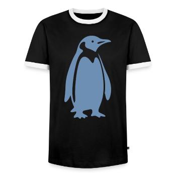 Cool Penguin Silhouette Minimalist Design - Men's Ringer Shirt - black/white - Front - AI Model Female 172 light (172cm) & AI Model Male 178 light (178cm)