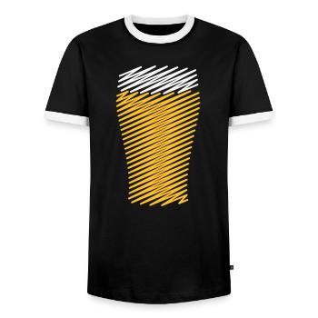 XShatch Design - Men's Ringer Shirt - black/white - Front - AI Model Female 172 light (172cm) & AI Model Male 178 light (178cm)