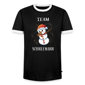 Team Snowman - Men's Ringer Shirt - black/white - Front - AI Model Female 172 light (172cm) & AI Model Male 178 light (178cm)