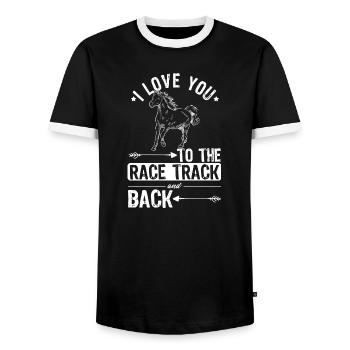 Pferderennen Pferde Design - Männer Kontrast-T-Shirt - Schwarz/Weiß - Vorne - AI Model Female 172 light (172cm) & AI Model Male 178 light (178cm)