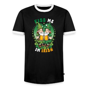 Kiss me, I'm Irish - Men's Ringer Shirt - black/white - Front - AI Model Female 172 light (172cm) & AI Model Male 178 light (178cm)