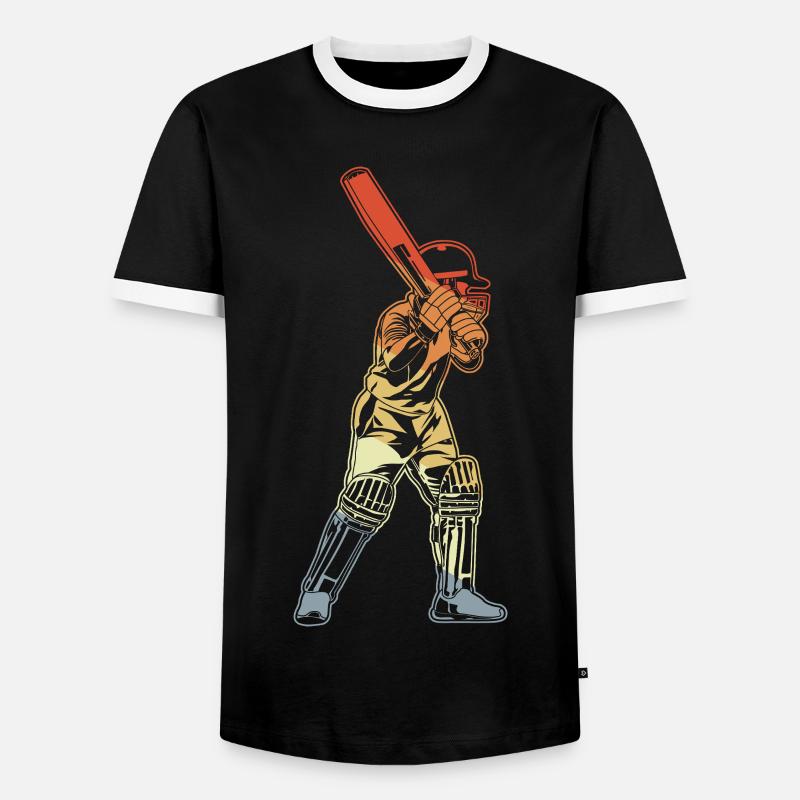 Retro Cricket Batter - Men's Ringer Shirt - black/white