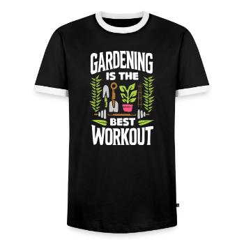 Garten Workout & FItness - gym Arbeit - Männer Kontrast-T-Shirt - Schwarz/Weiß - Vorne - AI Model Female 172 light (172cm) & AI Model Male 178 light (178cm)