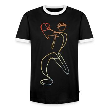 Cricket Bowler Vintage Look - Männer Kontrast-T-Shirt - Schwarz/Weiß - Vorne - AI Model Female 172 light (172cm) & AI Model Male 178 light (178cm)