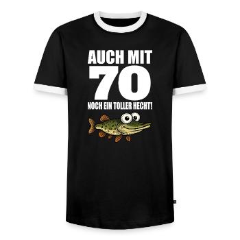 70 Geburtstag Lustig Männer Toller Hecht - Männer Kontrast-T-Shirt - Schwarz/Weiß - Vorne - AI Model Female 172 light (172cm) & AI Model Male 178 light (178cm)