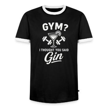 Salle de sport ou gin ? - T-shirt contrasté Homme - noir/blanc - Devant - AI Model Female 172 light (172cm) & AI Model Male 178 light (178cm)