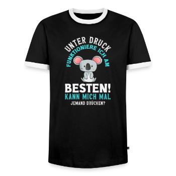 I function best under pressure - Men's Ringer Shirt - black/white - Front - AI Model Female 172 light (172cm) & AI Model Male 178 light (178cm)
