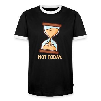 Die widerwillige Sanduhr - Männer Kontrast-T-Shirt - Schwarz/Weiß - Vorne - AI Model Female 172 light (172cm) & AI Model Male 178 light (178cm)