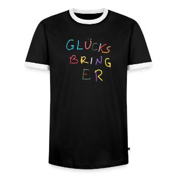 Lucky Charm Play of Colors - Men's Ringer Shirt - black/white - Front - AI Model Female 172 light (172cm) & AI Model Male 178 light (178cm)