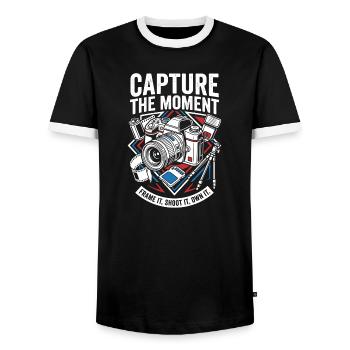 Capture The Moment Photography - Männer Kontrast-T-Shirt - Schwarz/Weiß - Vorne - AI Model Female 172 light (172cm) & AI Model Male 178 light (178cm)