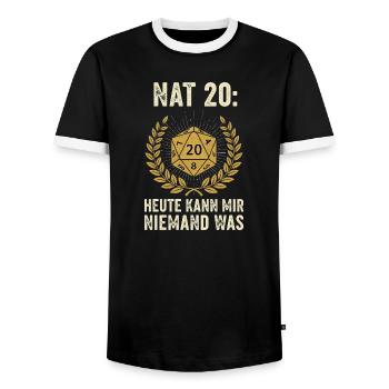 Nat 20 Würfel - Lustiges Pen and Paper - Männer Kontrast-T-Shirt - Schwarz/Weiß - Vorne - AI Model Female 172 light (172cm) & AI Model Male 178 light (178cm)