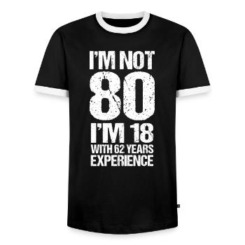 Je n'ai pas 80 ans, j'ai 18 ans et 62 ans d'expérience - T-shirt contrasté Homme - noir/blanc - Devant - AI Model Female 172 light (172cm) & AI Model Male 178 light (178cm)