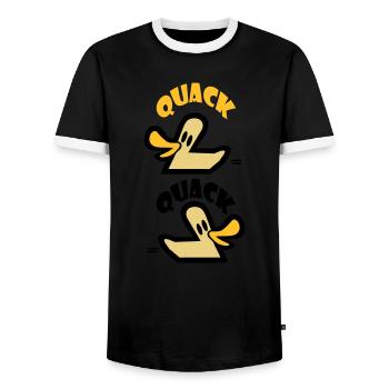 Quack Quack - Men's Ringer Shirt - black/white - Front - AI Model Female 172 light (172cm) & AI Model Male 178 light (178cm)