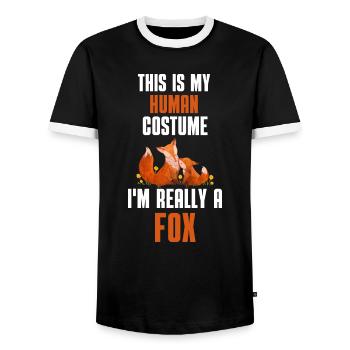 Fête costumée de renard cadeau animal des bois renard - T-shirt contrasté Homme - noir/blanc - Devant - AI Model Female 172 light (172cm) & AI Model Male 178 light (178cm)