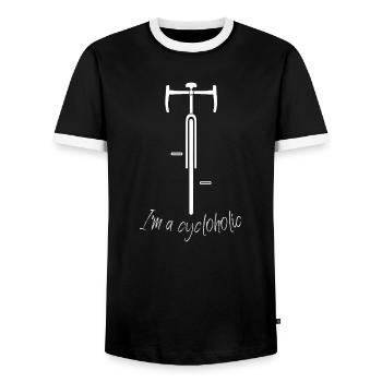 Vélo de route vélo cycloholic vélo avant silhouette - T-shirt contrasté Homme - noir/blanc - Devant - AI Model Female 172 light (172cm) & AI Model Male 178 light (178cm)