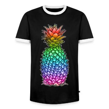 Ananas in Regenbogen Farben / LGBTQ, Gay Pride CSD - Männer Kontrast-T-Shirt - Schwarz/Weiß - Vorne - AI Model Female 172 light (172cm) & AI Model Male 178 light (178cm)