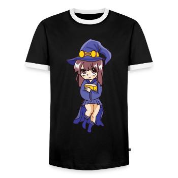 Witch - Men's Ringer Shirt - black/white - Front - AI Model Female 172 light (172cm) & AI Model Male 178 light (178cm)