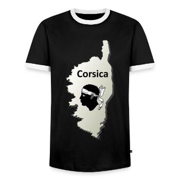 Corse en France Corse - T-shirt contrasté Homme - noir/blanc - Devant - AI Model Female 172 light (172cm) & AI Model Male 178 light (178cm)