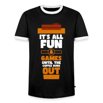 Amateurs de café expresso lait et sucre - T-shirt contrasté Homme - noir/blanc - Devant - AI Model Female 172 light (172cm) & AI Model Male 178 light (178cm)