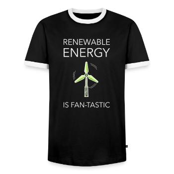 Éolienne protection du climat Transition énergétique Protection de l’environnement - T-shirt contrasté Homme - noir/blanc - Devant - AI Model Female 172 light (172cm) & AI Model Male 178 light (178cm)