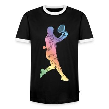 Tennis sport - Men's Ringer Shirt - black/white - Front - AI Model Female 172 light (172cm) & AI Model Male 178 light (178cm)