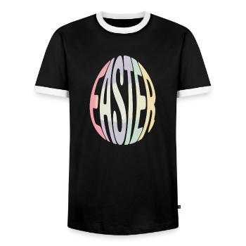 Lapin de Pâques - Logo de Pâques - T-shirt contrasté Homme - noir/blanc - Devant - AI Model Female 172 light (172cm) & AI Model Male 178 light (178cm)