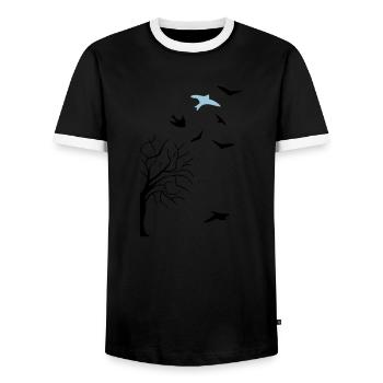 design - Männer Kontrast-T-Shirt - Schwarz/Weiß - Vorne - AI Model Female 172 light (172cm) & AI Model Male 178 light (178cm)