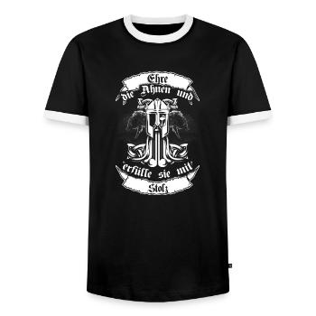 Ehre die Ahnen Mjölnir - Männer Kontrast-T-Shirt - Schwarz/Weiß - Vorne - AI Model Female 172 light (172cm) & AI Model Male 178 light (178cm)