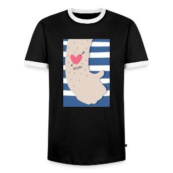 Mum Tattoo - Men's Ringer Shirt - black/white - Front - AI Model Female 172 light (172cm) & AI Model Male 178 light (178cm)